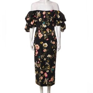 Monique Lhuillier Floral Black Dress - Size 6